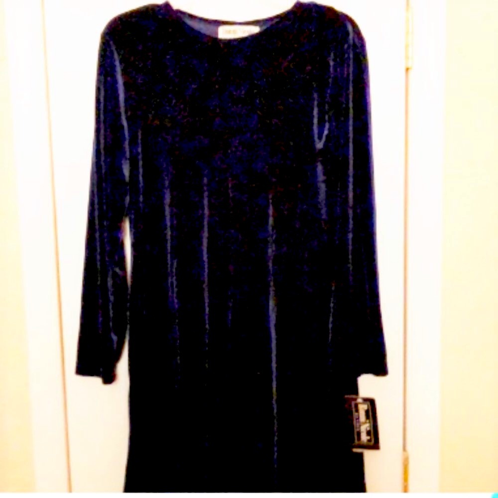 Dress womens new sizes 6, 8 or 10 navy Ronni Nicole by Ouida polyester velour